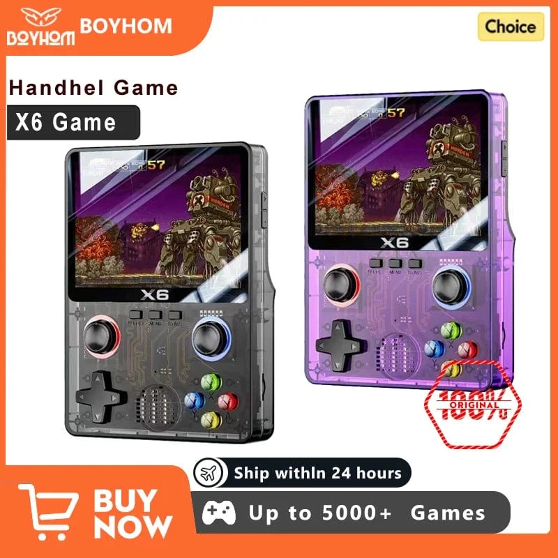 NEU X6 Spielkonsole Retro-Videospielkonsole 3.5-Zoll-IPS-Bildschirm Tragbarer Handheld-Spielspieler Klassische Spiele Kindergeschenke