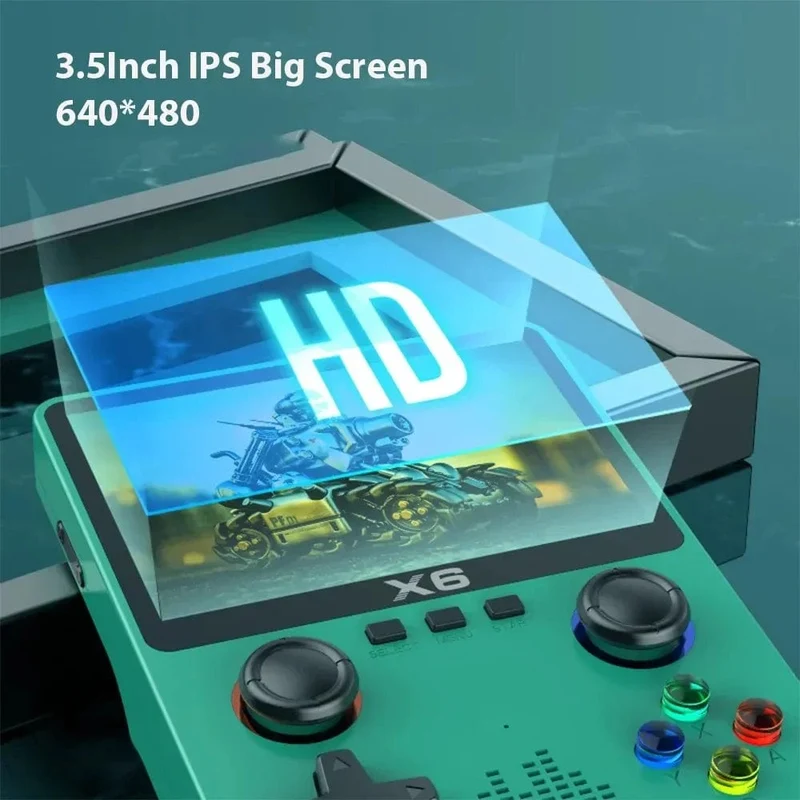 NEU X6 Spielkonsole Retro-Videospielkonsole 3.5-Zoll-IPS-Bildschirm Tragbarer Handheld-Spielspieler Klassische Spiele Kindergeschenke