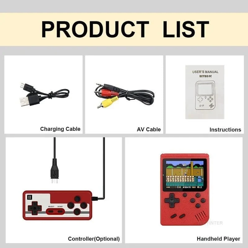 Tragbare Retro Mini-Videospielkonsole 8-Bit Handheld-Spiel-Player Eingebaute 500 Spiele AV Out Spielkonsole Gameboy videojuego