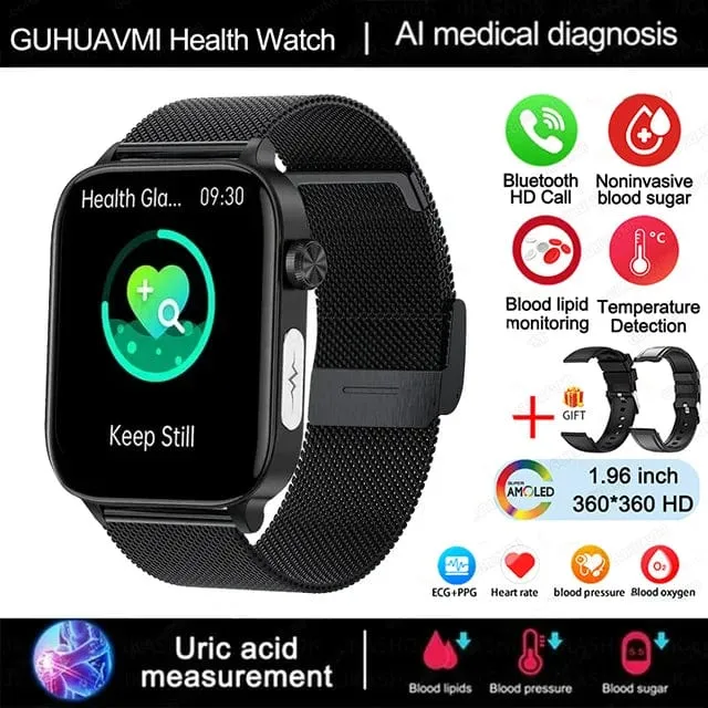 2024 Neue Smartwatch für medizinische Zwecke mit EKG + PPG für Frauen, Blutzucker, Blutfett, Harnsäure, Menstruationsgesundheits-Tracker für Frauen, Smartwatches