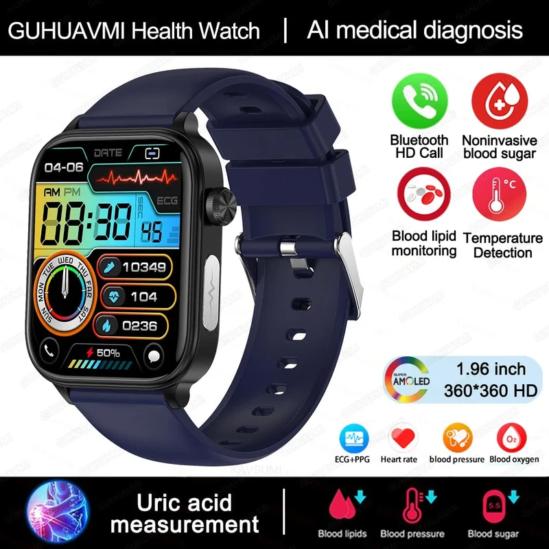 2024 Neue Smartwatch für medizinische Zwecke mit EKG + PPG für Frauen, Blutzucker, Blutfett, Harnsäure, Menstruationsgesundheits-Tracker für Frauen, Smartwatches