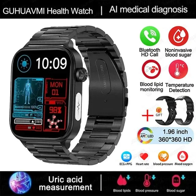 2024 Neue Smartwatch für medizinische Zwecke mit EKG + PPG für Frauen, Blutzucker, Blutfett, Harnsäure, Menstruationsgesundheits-Tracker für Frauen, Smartwatches