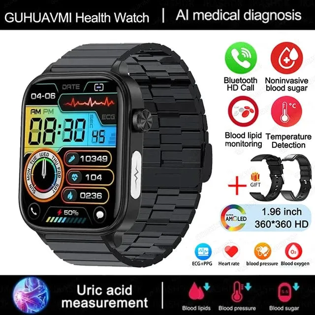 2024 Neue Smartwatch für medizinische Zwecke mit EKG + PPG für Frauen, Blutzucker, Blutfett, Harnsäure, Menstruationsgesundheits-Tracker für Frauen, Smartwatches