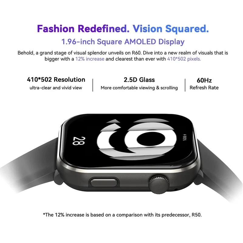 [Weltpremiere] Blackview Smartwatch R60 Uhr 1.96'' AMOLED-Display 800mAh Bluetooth-Telefonanrufe Gesundheits- und Fitness-Tracking