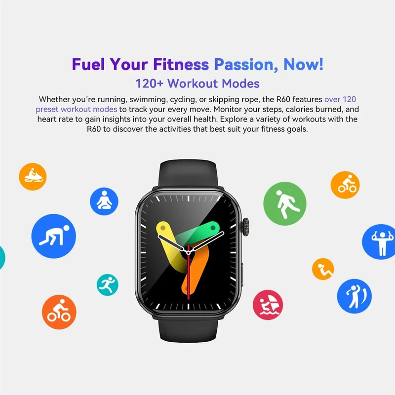 [Weltpremiere] Blackview Smartwatch R60 Uhr 1.96'' AMOLED-Display 800mAh Bluetooth-Telefonanrufe Gesundheits- und Fitness-Tracking
