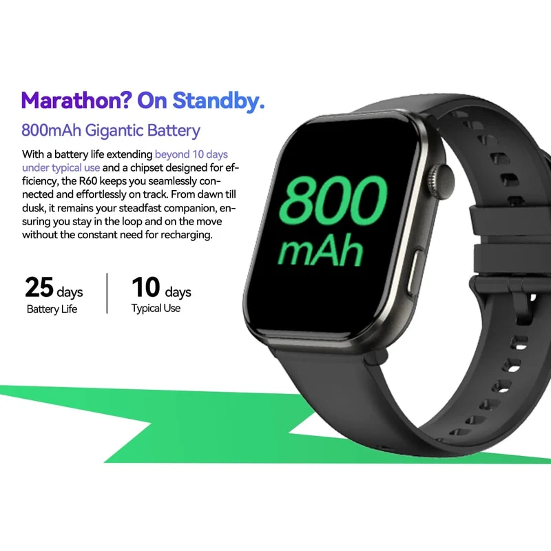 [Weltpremiere] Blackview Smartwatch R60 Uhr 1.96'' AMOLED-Display 800mAh Bluetooth-Telefonanrufe Gesundheits- und Fitness-Tracking