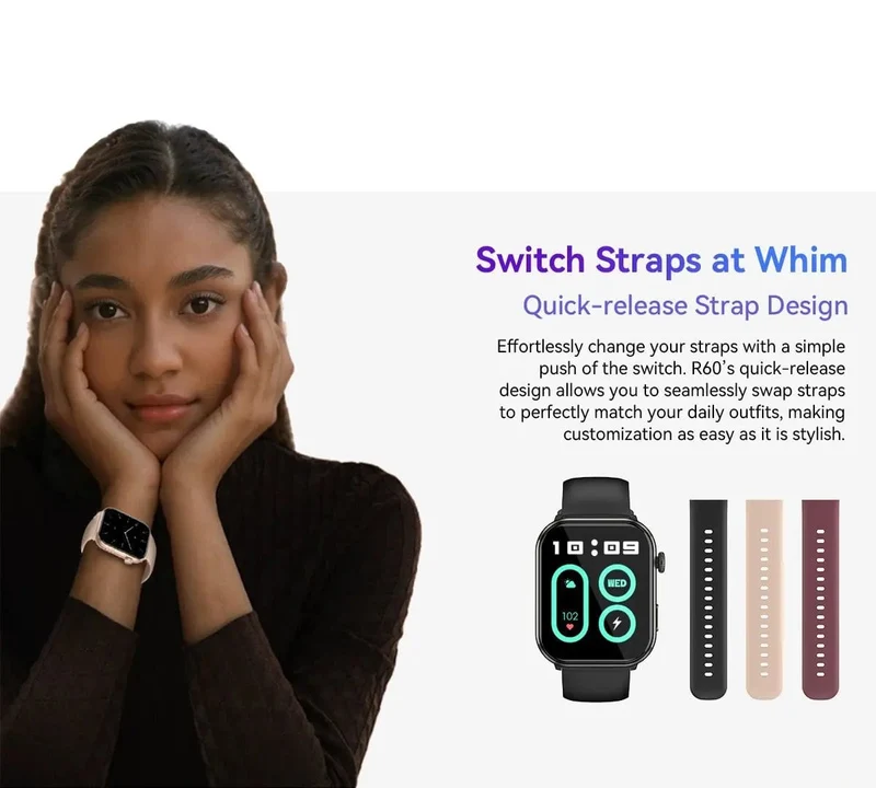[Weltpremiere] Blackview Smartwatch R60 Uhr 1.96'' AMOLED-Display 800mAh Bluetooth-Telefonanrufe Gesundheits- und Fitness-Tracking