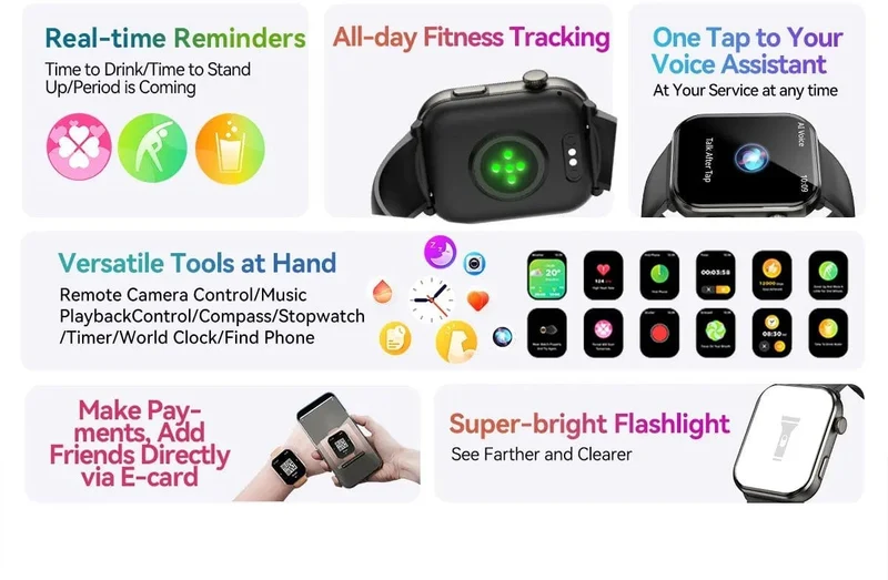 [Weltpremiere] Blackview Smartwatch R60 Uhr 1.96'' AMOLED-Display 800mAh Bluetooth-Telefonanrufe Gesundheits- und Fitness-Tracking