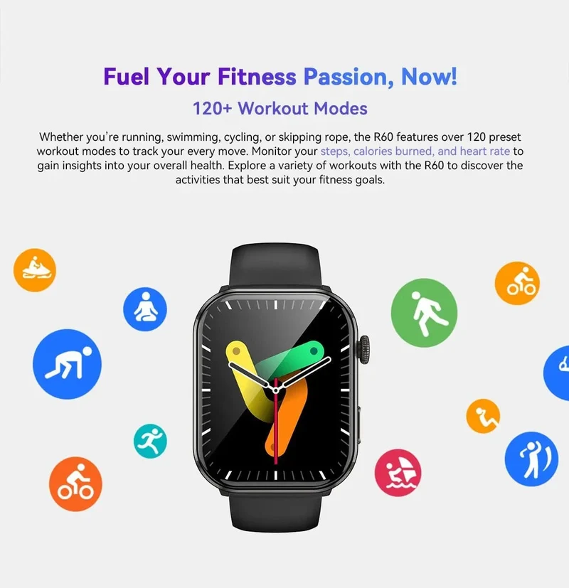 [Weltpremiere] Blackview Smartwatch R60 Uhr 1.96'' AMOLED-Display 800mAh Bluetooth-Telefonanrufe Gesundheits- und Fitness-Tracking