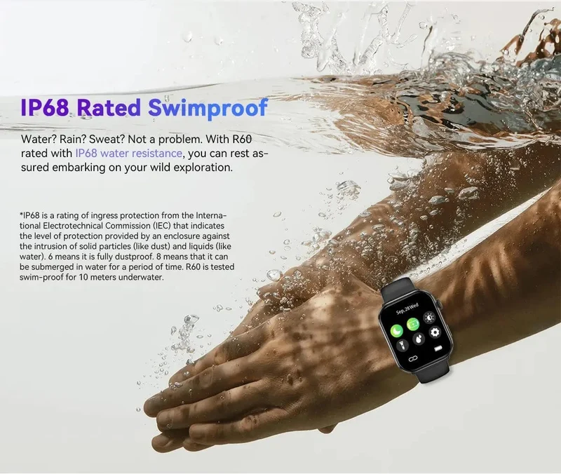 [Weltpremiere] Blackview Smartwatch R60 Uhr 1.96'' AMOLED-Display 800mAh Bluetooth-Telefonanrufe Gesundheits- und Fitness-Tracking