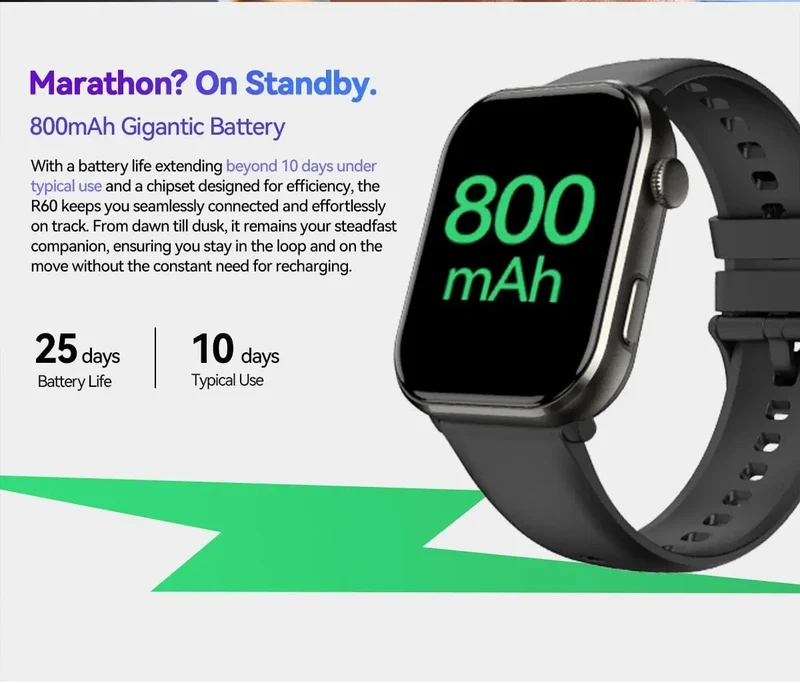 [Weltpremiere] Blackview Smartwatch R60 Uhr 1.96'' AMOLED-Display 800mAh Bluetooth-Telefonanrufe Gesundheits- und Fitness-Tracking