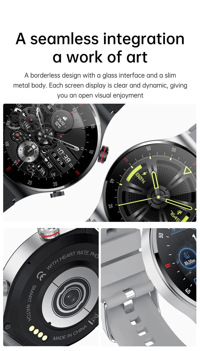 NFC Bluetooth Call Smart Watch Herren Vollbild GPS Sportarmband Wasserdicht EKG Gesundheitsmonitor SmartWatch für iOS Android 2024