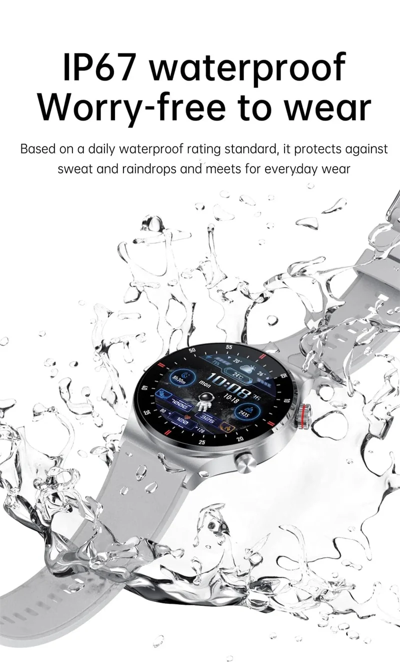 NFC Bluetooth Call Smart Watch Herren Vollbild GPS Sportarmband Wasserdicht EKG Gesundheitsmonitor SmartWatch für iOS Android 2024