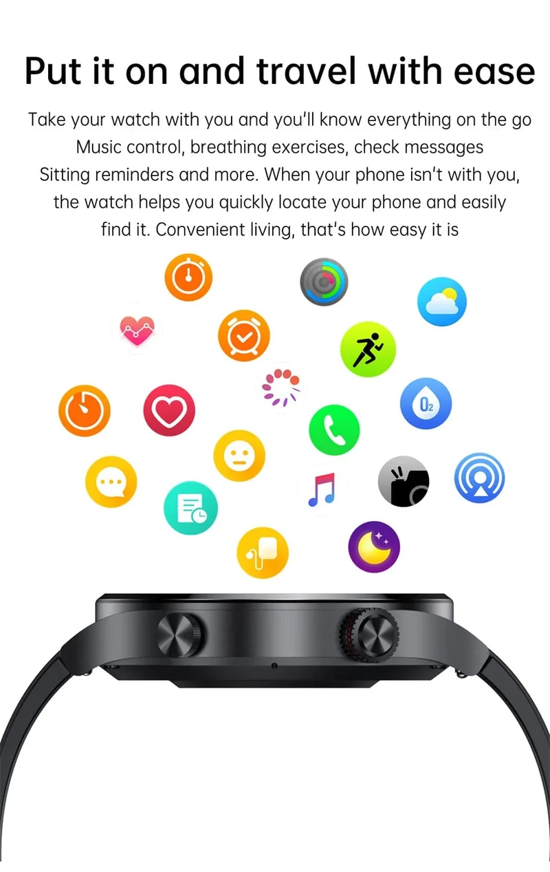 NFC Bluetooth Call Smart Watch Herren Vollbild GPS Sportarmband Wasserdicht EKG Gesundheitsmonitor SmartWatch für iOS Android 2024