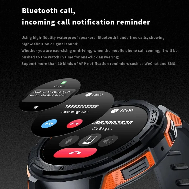 C25 Smartwatches für Männer AMOLED-Bildschirm 1.43 Zoll 1ATM Wasserdicht Pulsmesser Sport Smartwatch Bluetooth Anruf Frauen Fitness