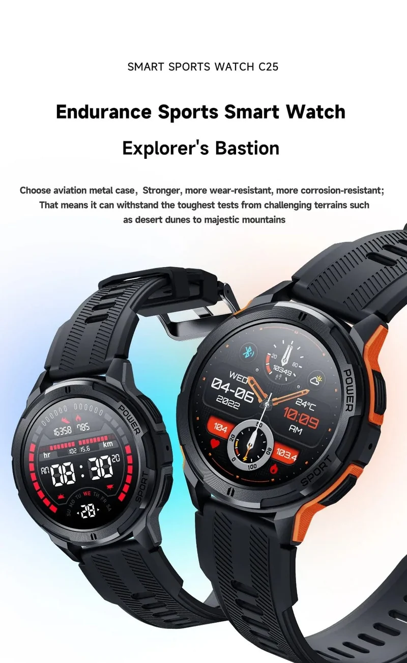 C25 Smartwatches für Männer AMOLED-Bildschirm 1.43 Zoll 1ATM Wasserdicht Pulsmesser Sport Smartwatch Bluetooth Anruf Frauen Fitness