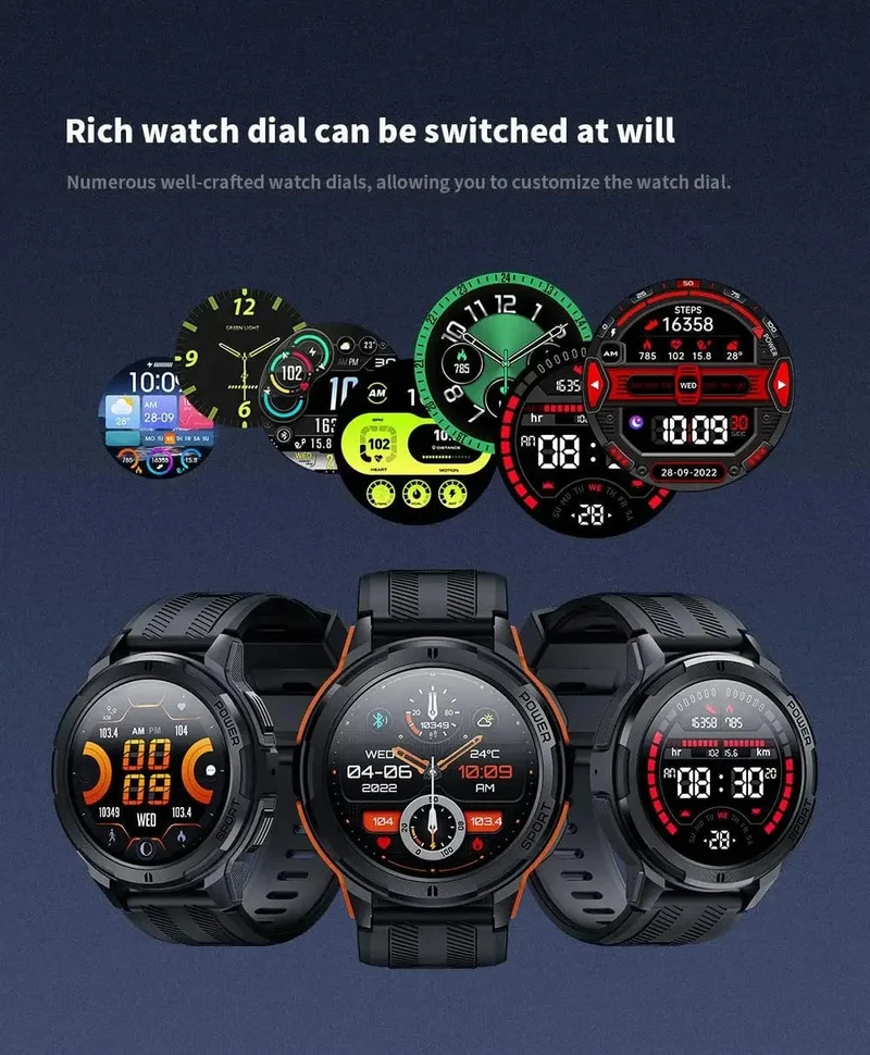 C25 Smartwatches für Männer AMOLED-Bildschirm 1.43 Zoll 1ATM Wasserdicht Pulsmesser Sport Smartwatch Bluetooth Anruf Frauen Fitness