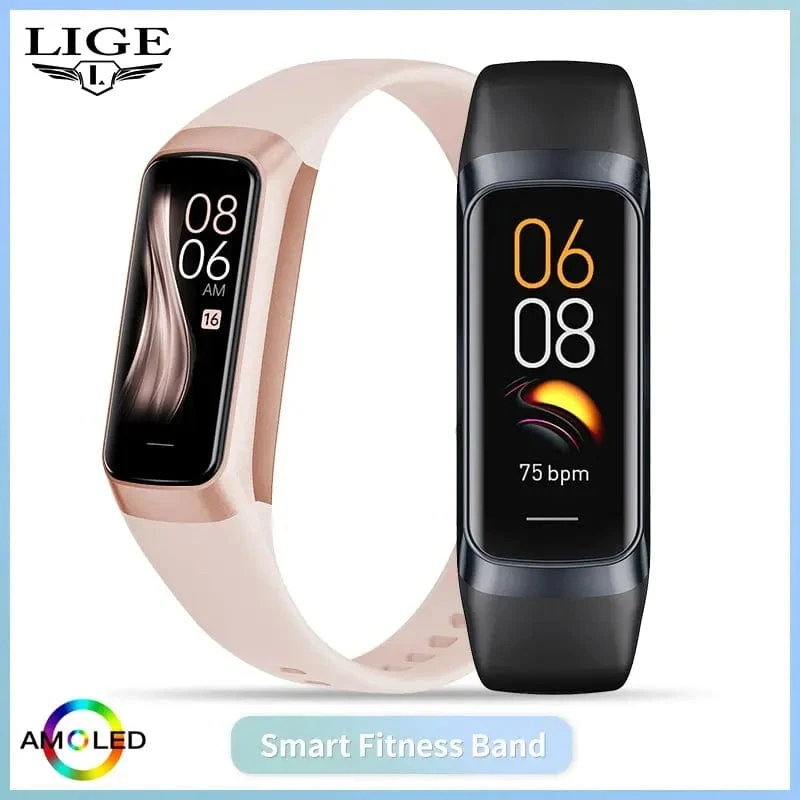 LIGE Amoled Smart Watch Männer 2023 Smart Band Frauen Herzfrequenz Blutdruck Smartwartch Wasserdicht Smart Armband Sport Fitness Tracker