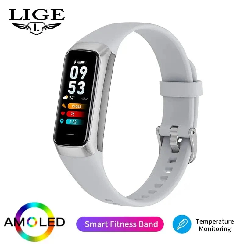 LIGE Amoled Smart Watch Männer 2023 Smart Band Frauen Herzfrequenz Blutdruck Smartwartch Wasserdicht Smart Armband Sport Fitness Tracker