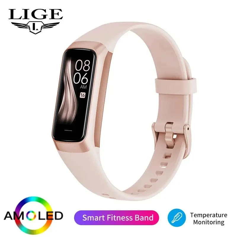 LIGE Amoled Smart Watch Männer 2023 Smart Band Frauen Herzfrequenz Blutdruck Smartwartch Wasserdicht Smart Armband Sport Fitness Tracker