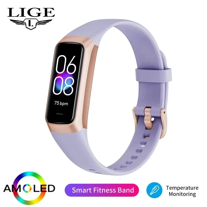 LIGE Amoled Smart Watch Männer 2023 Smart Band Frauen Herzfrequenz Blutdruck Smartwartch Wasserdicht Smart Armband Sport Fitness Tracker
