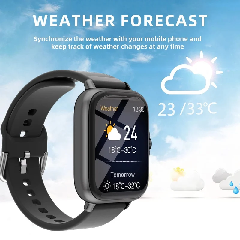 1.83 Zoll wasserdichte Smartwatch mit Nachrichtenannahme, Anrufüberwachung, Sport-Schrittzähler, Informationswarnungen für iPhone und Android