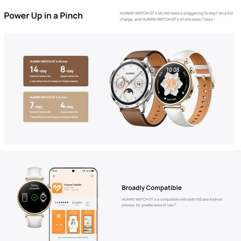 Huawei Watch GT4 Smart Watch Blutsauerstoffmonitor Smartwatch Telefonanruf Herzfrequenz GPS Tracker Uhr