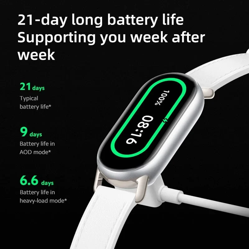 Globale Version Xiaomi Smart Band 9 1.62'' AMOLED-Display Bis zu 21 Tage Akkulaufzeit* Herzfrequenz- und SpO₂-Überwachung* Über 150 Sportmodi