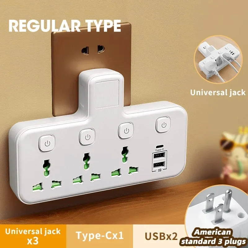 EU US UK Au Stecker AC Steckdose Steckdosenleiste Multiprise Wandsteckdose Universal Netzwerkfilter mit USB Ladegerät Separater Schalter Adapter