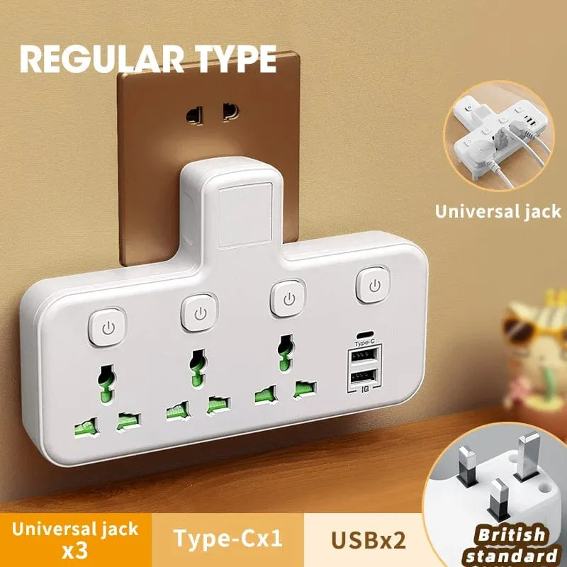 EU US UK Au Stecker AC Steckdose Steckdosenleiste Multiprise Wandsteckdose Universal Netzwerkfilter mit USB Ladegerät Separater Schalter Adapter