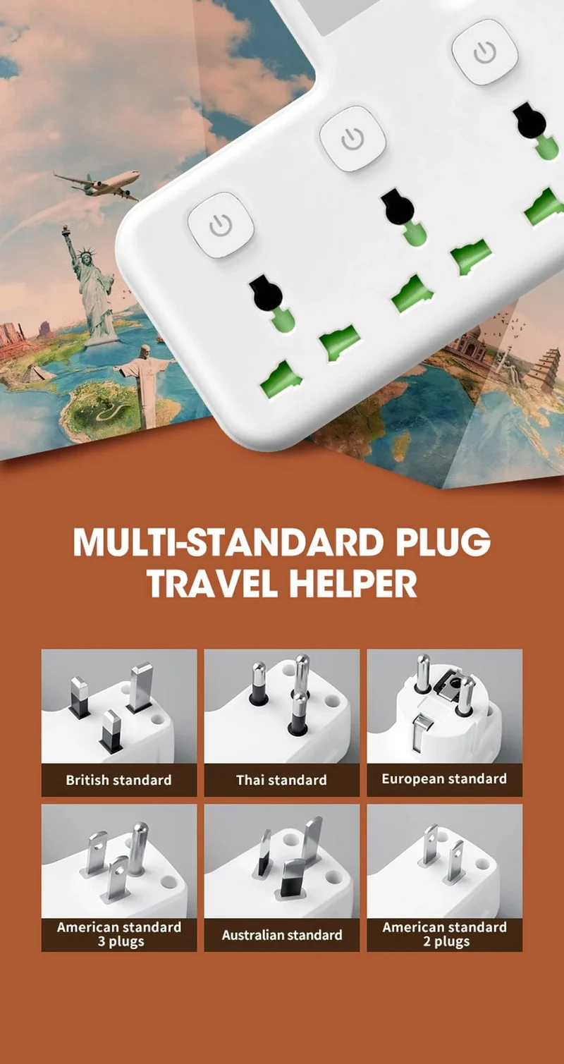 EU US UK Au Stecker AC Steckdose Steckdosenleiste Multiprise Wandsteckdose Universal Netzwerkfilter mit USB Ladegerät Separater Schalter Adapter