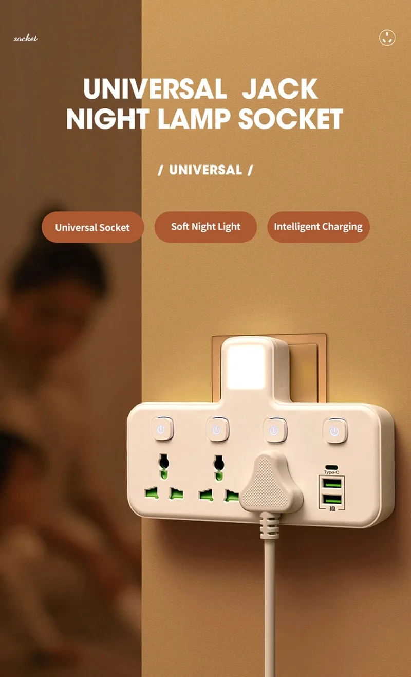 EU US UK Au Stecker AC Steckdose Steckdosenleiste Multiprise Wandsteckdose Universal Netzwerkfilter mit USB Ladegerät Separater Schalter Adapter