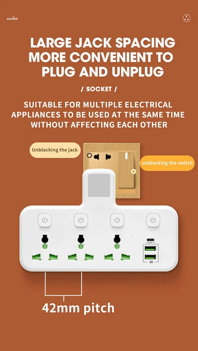 EU US UK Au Stecker AC Steckdose Steckdosenleiste Multiprise Wandsteckdose Universal Netzwerkfilter mit USB Ladegerät Separater Schalter Adapter