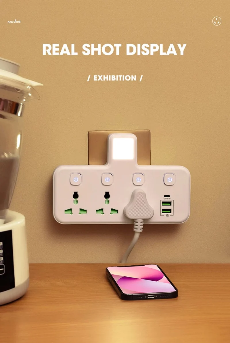 EU US UK Au Stecker AC Steckdose Steckdosenleiste Multiprise Wandsteckdose Universal Netzwerkfilter mit USB Ladegerät Separater Schalter Adapter