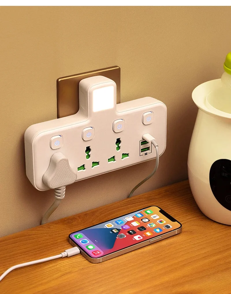 EU US UK Au Stecker AC Steckdose Steckdosenleiste Multiprise Wandsteckdose Universal Netzwerkfilter mit USB Ladegerät Separater Schalter Adapter