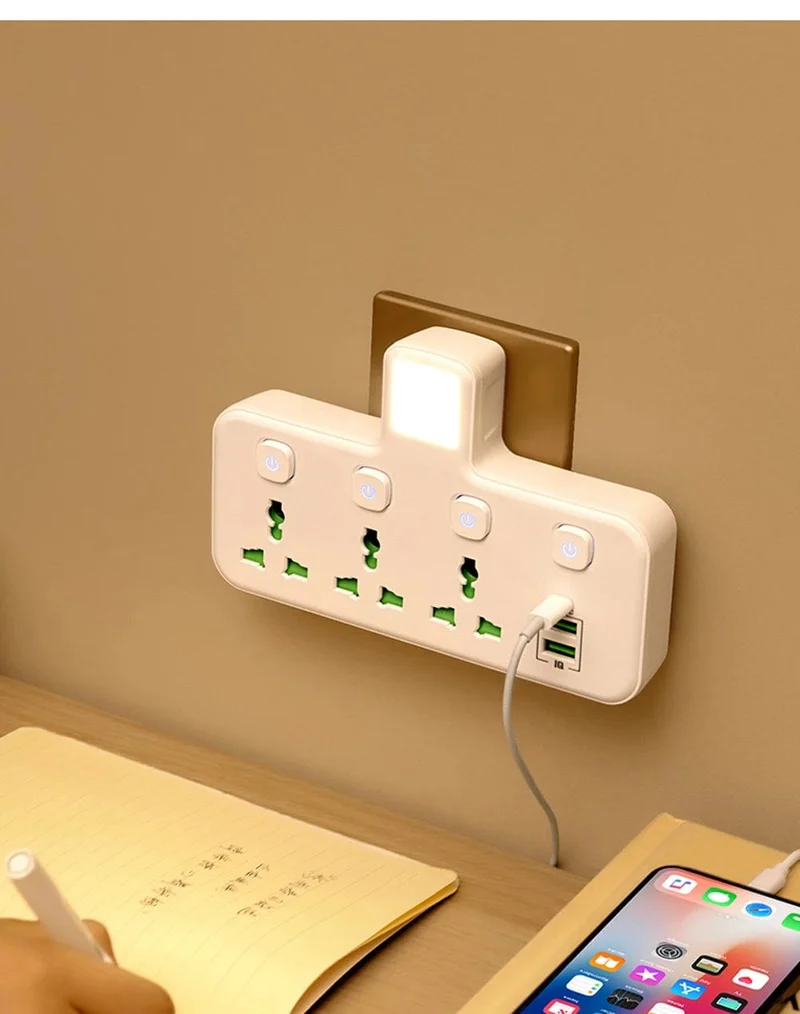 EU US UK Au Stecker AC Steckdose Steckdosenleiste Multiprise Wandsteckdose Universal Netzwerkfilter mit USB Ladegerät Separater Schalter Adapter