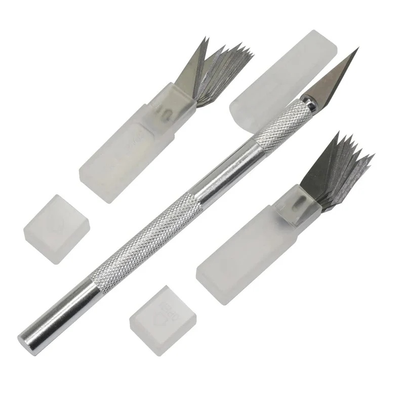 Tranchiermesser 1 Stück plus Klinge 20 Stück Papierschneider Handy-Filmschneider Modellbauwerkzeug Gummidichtung Tranchiermesser