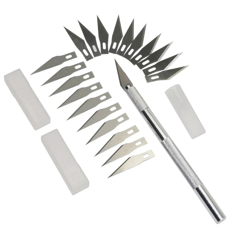 Tranchiermesser 1 Stück plus Klinge 20 Stück Papierschneider Handy-Filmschneider Modellbauwerkzeug Gummidichtung Tranchiermesser
