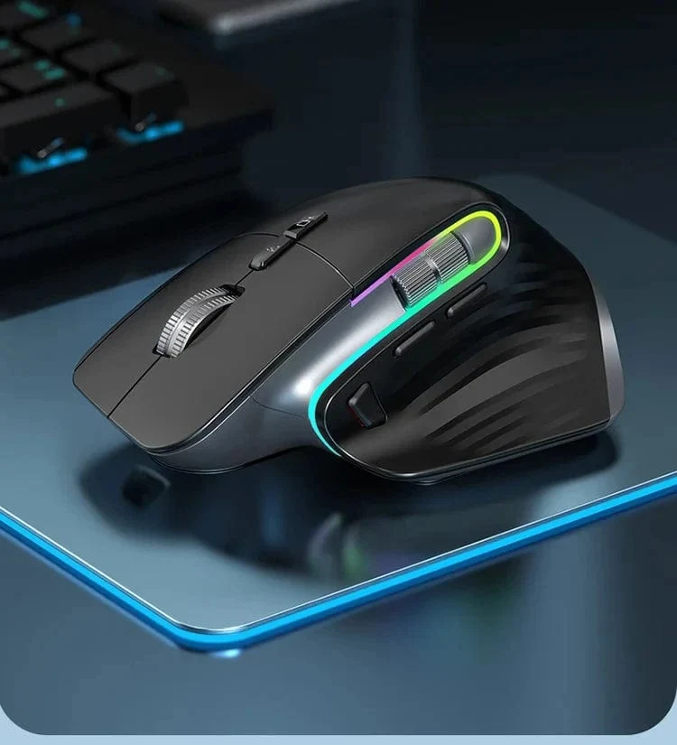 Kabellose Maus Bluetooth + 2.4G Tri-Mode-Maus Stummschaltmäuse Ergonomische Gaming-Maus USB-C Wiederaufladbar 5 DPI Für Laptop PC Notebook