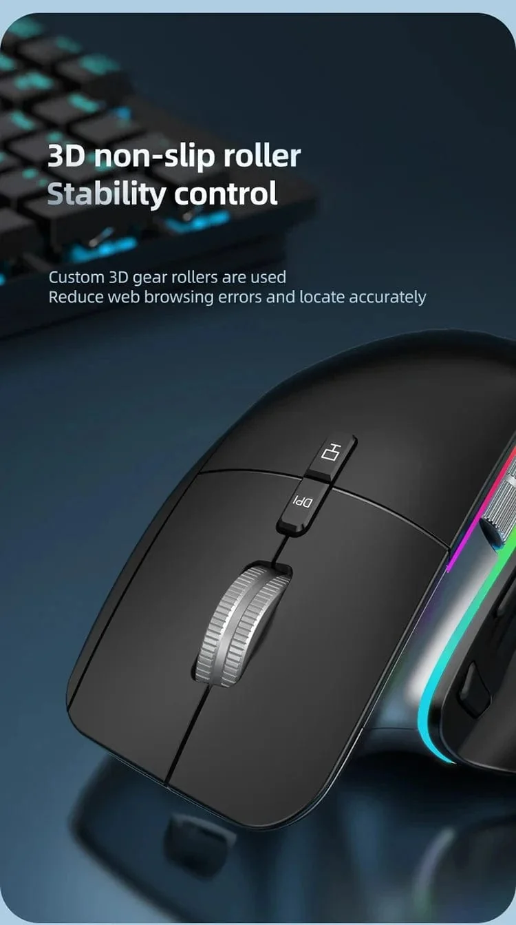 Kabellose Maus Bluetooth + 2.4G Tri-Mode-Maus Stummschaltmäuse Ergonomische Gaming-Maus USB-C Wiederaufladbar 5 DPI Für Laptop PC Notebook