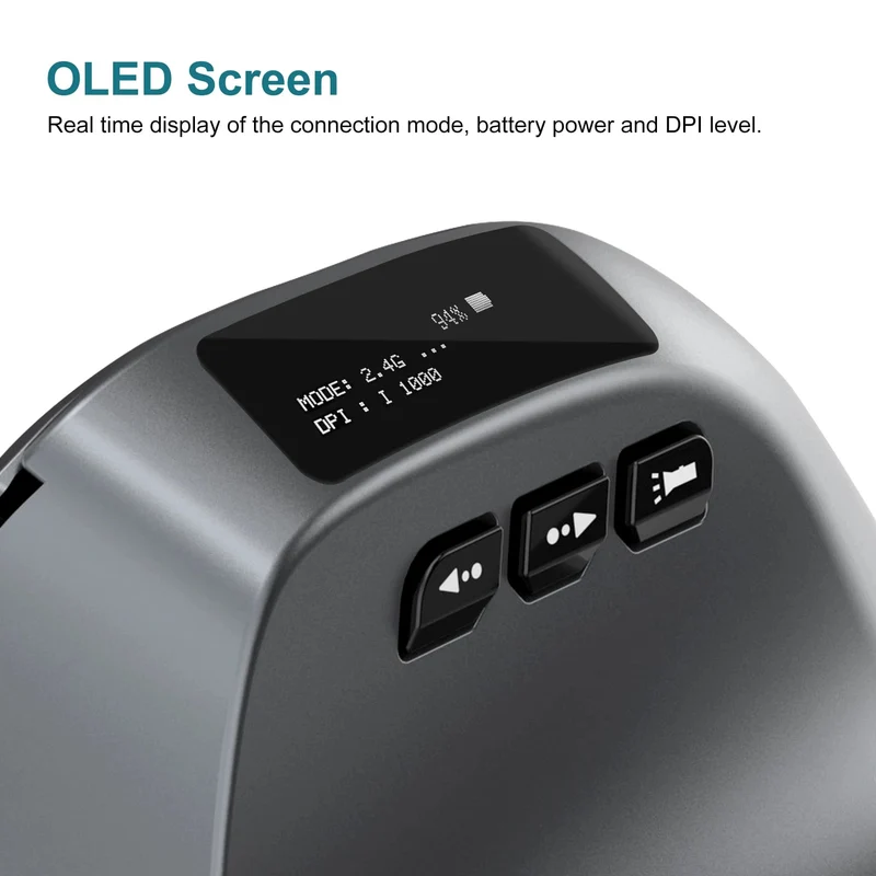 Lefon Vertikale Bluetooth-Maus, kabellose ergonomische Mäuse mit OLED-Bildschirm, RGB, optische USB-Wiederaufladbare Maus für PC, Laptop, Gaming