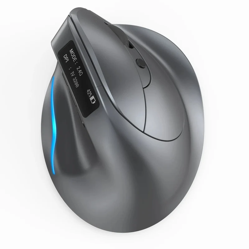 Lefon Vertikale Bluetooth-Maus, kabellose ergonomische Mäuse mit OLED-Bildschirm, RGB, optische USB-Wiederaufladbare Maus für PC, Laptop, Gaming