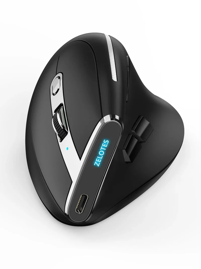 Lefon Vertikale Bluetooth-Maus, kabellose ergonomische Mäuse mit OLED-Bildschirm, RGB, optische USB-Wiederaufladbare Maus für PC, Laptop, Gaming
