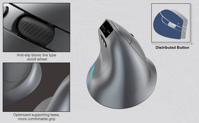 Lefon Vertikale Bluetooth-Maus, kabellose ergonomische Mäuse mit OLED-Bildschirm, RGB, optische USB-Wiederaufladbare Maus für PC, Laptop, Gaming