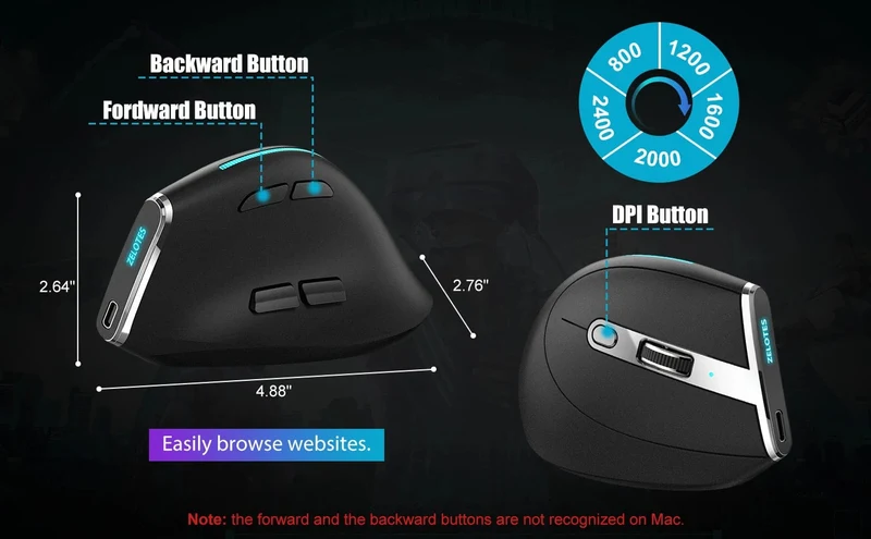 Lefon Vertikale Bluetooth-Maus, kabellose ergonomische Mäuse mit OLED-Bildschirm, RGB, optische USB-Wiederaufladbare Maus für PC, Laptop, Gaming