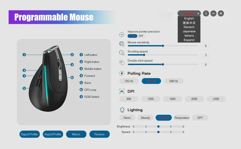 Lefon Vertikale Bluetooth-Maus, kabellose ergonomische Mäuse mit OLED-Bildschirm, RGB, optische USB-Wiederaufladbare Maus für PC, Laptop, Gaming