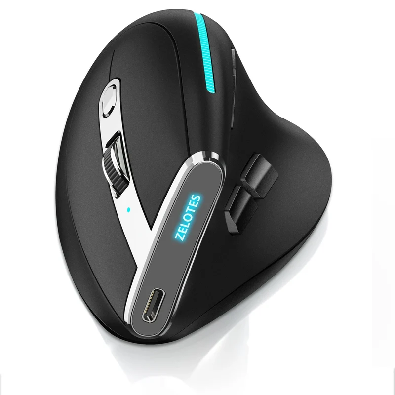 Lefon Vertikale Bluetooth-Maus, kabellose ergonomische Mäuse mit OLED-Bildschirm, RGB, optische USB-Wiederaufladbare Maus für PC, Laptop, Gaming