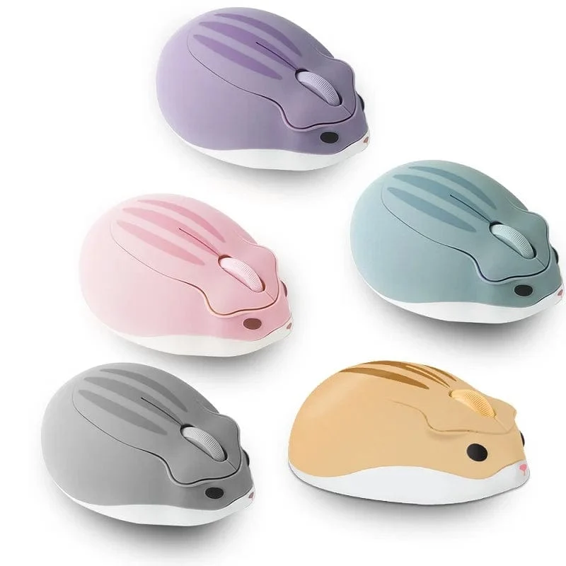 Niedliche 2.4G Wireless Bluetooth-Maus Mini Optical Silent Gaming-Mäuse 3D-Cartoon-Hamster-Maus für PC Laptop Tablet Computer Büro