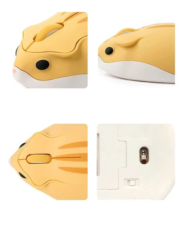 Niedliche 2.4G Wireless Bluetooth-Maus Mini Optical Silent Gaming-Mäuse 3D-Cartoon-Hamster-Maus für PC Laptop Tablet Computer Büro