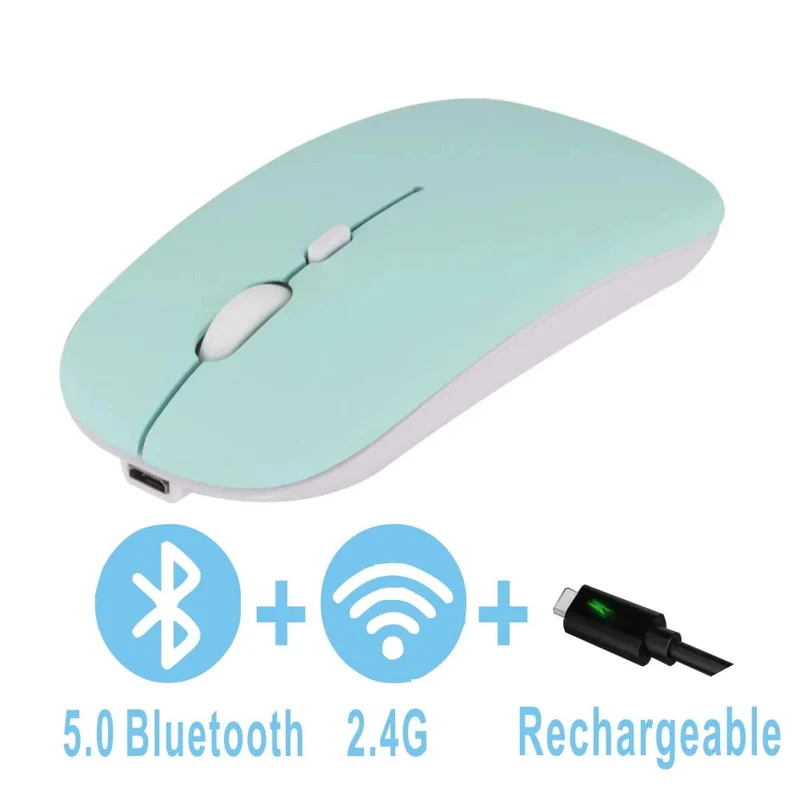 Wiederaufladbare Bluetooth-Maus, kabellos, Dual-Modus, 5.2, leise, ergonomische Computer-Gaming-Maus, 2.4 USB für PC-Laptops